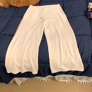 Sundry rainbow stripe wide leg crop pants